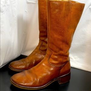 Brown leather zip up boots made in Brazil Size 10